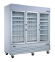 Omcan RE-CN-0052-HC 78 inch white three swing glass door display refrigerator