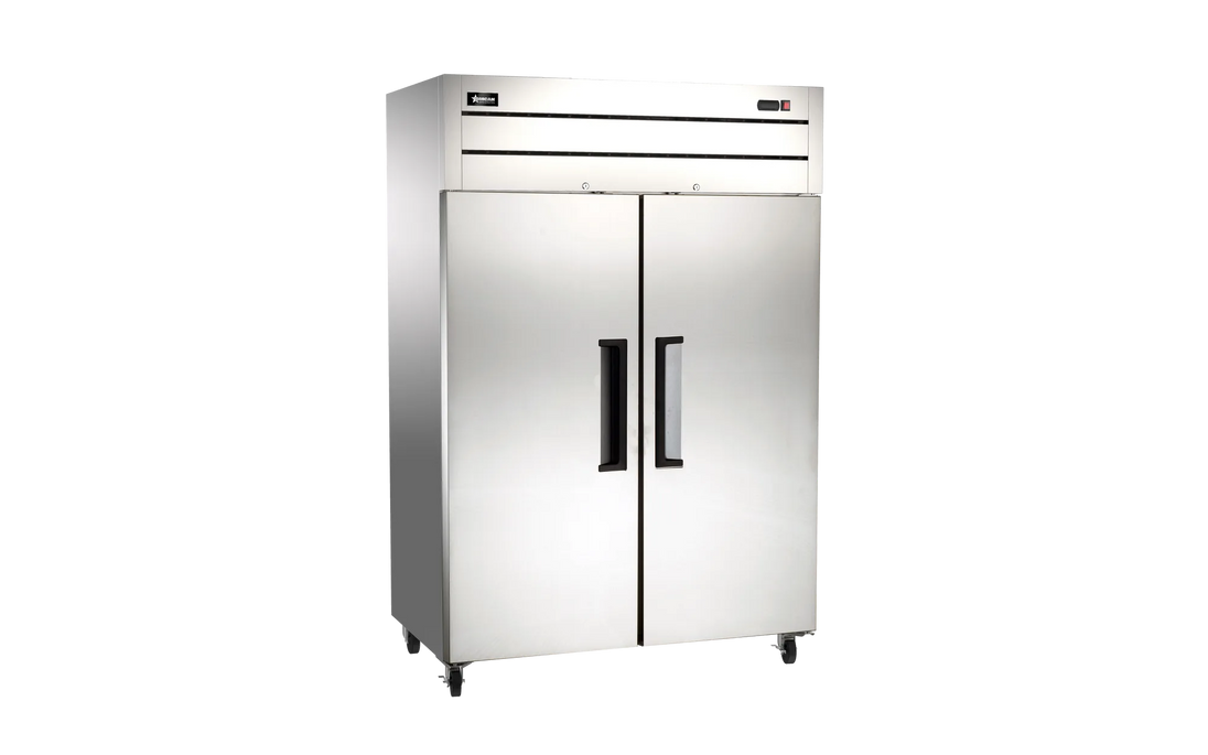 Omcan FR-CN-0054-TM 54 inch top mounted two door stainless steel reach-in freezer