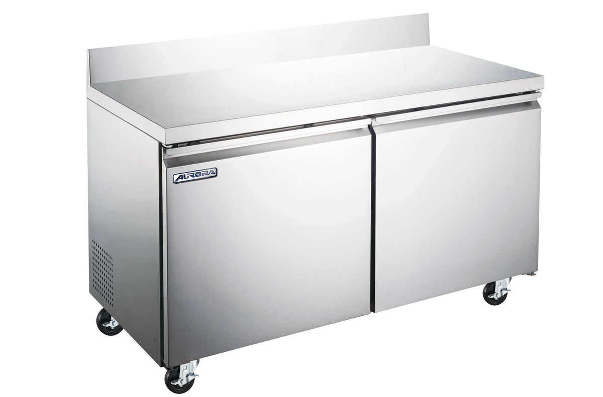 Omcan RE-CN-0015E-B-HC Aurora 60 inch two door worktop refrigerator with backsplash