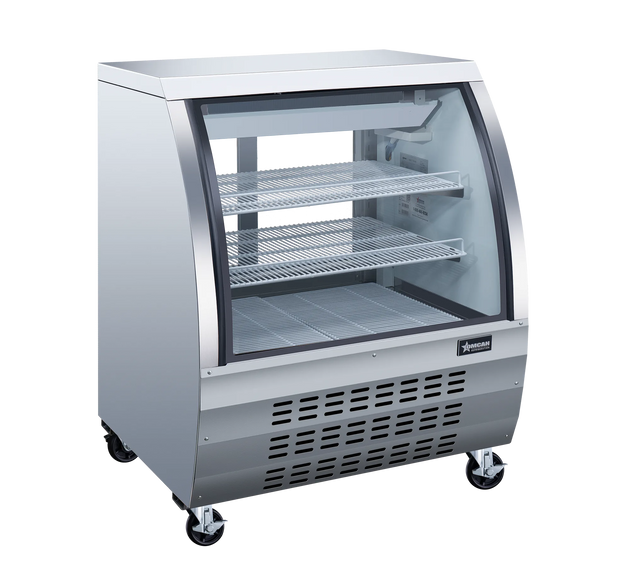 Omcan RS-CN-0092-S 36 inch stainless steel sliding door floor refrigerated showcase