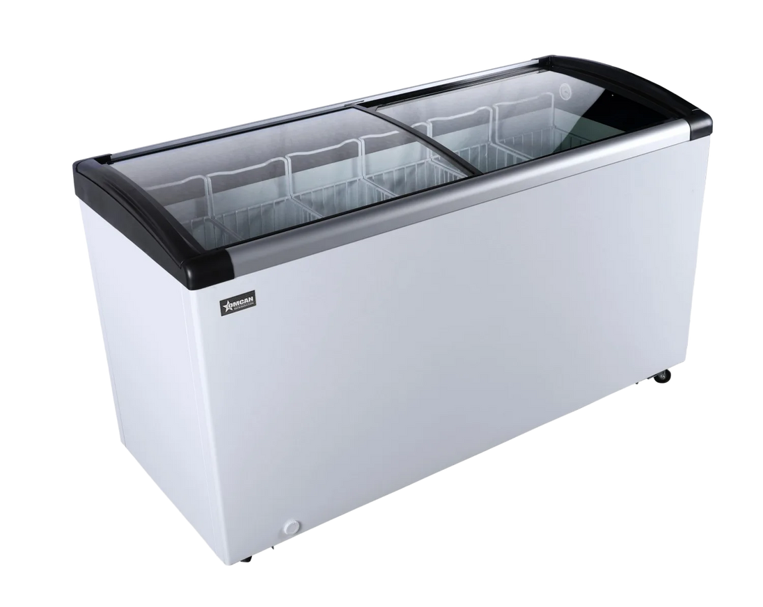 Omcan FR-CN-0366 ice cream display chest freezer curved glass