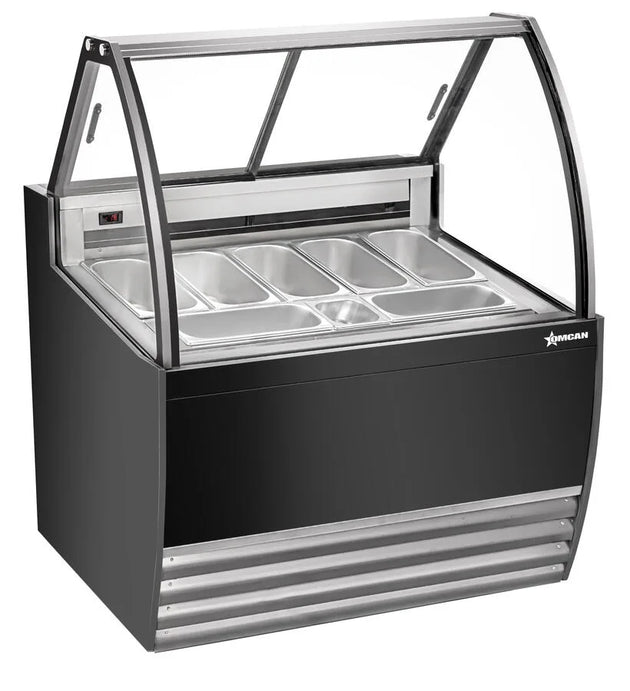 Omcan FR-CN-0007B 41 inch seven pan gelato display showcase black exterior