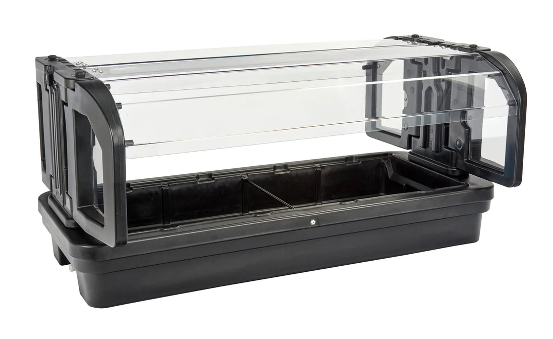 Cambro 5TTFSBSG110 tabletop food bar with sneeze guard black
