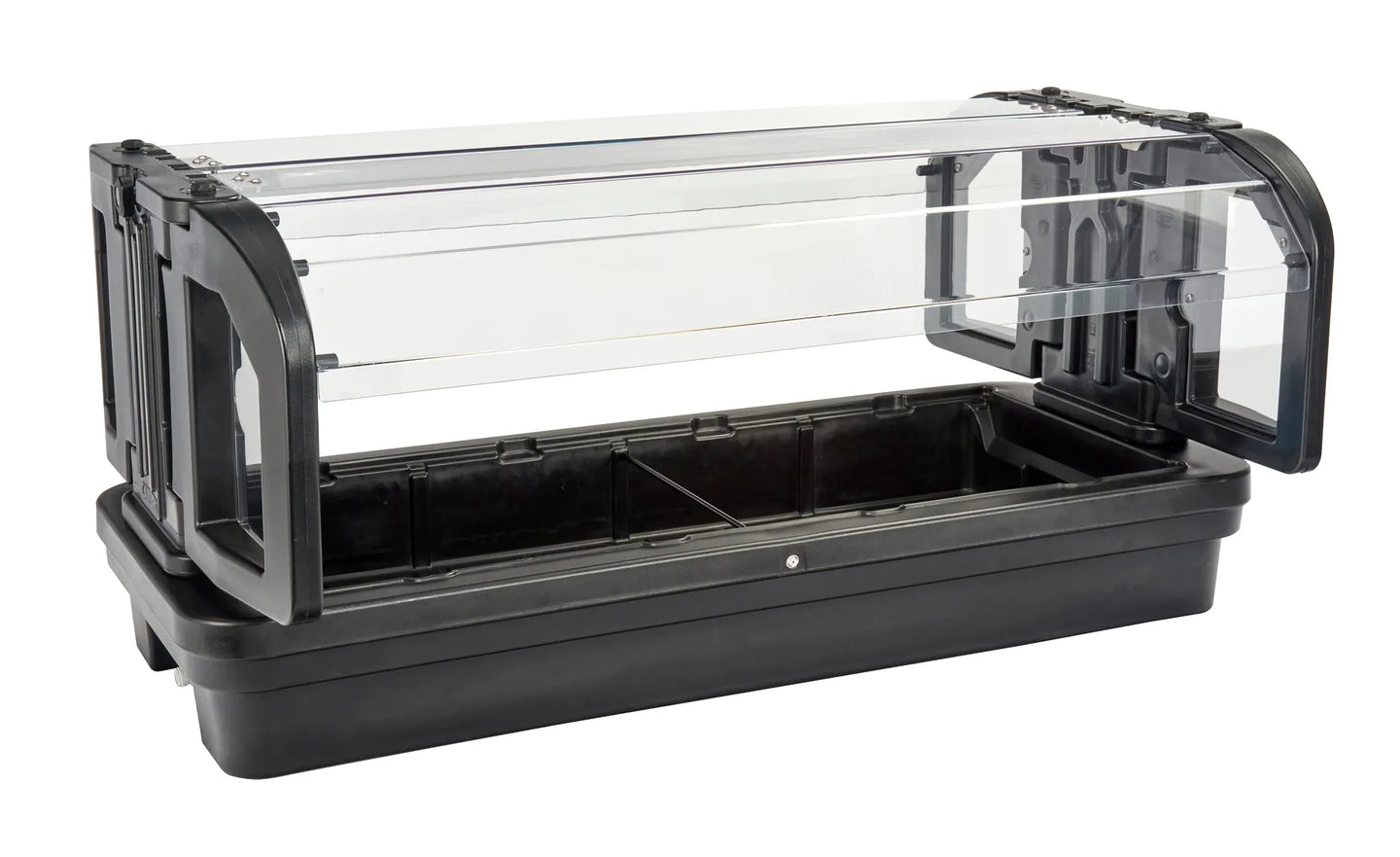 Cambro 5TTFSBSG110 tabletop food bar with sneeze guard black
