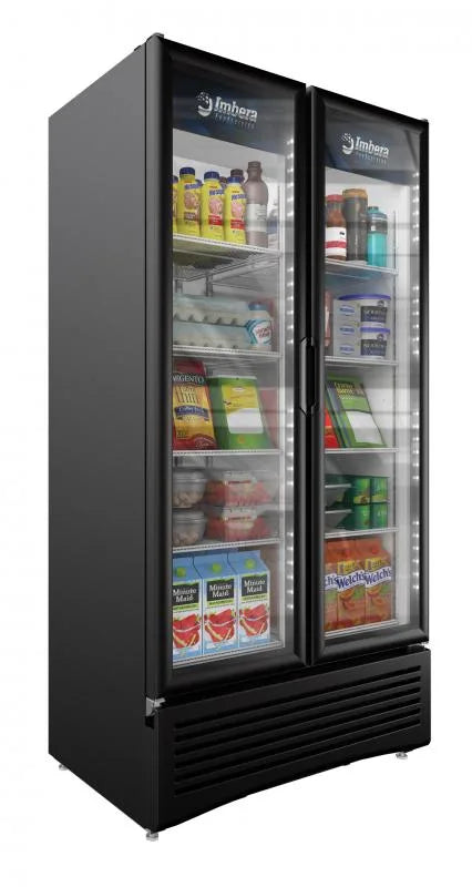 Omcan VRD26 40 inch two glass door merchandiser refrigerator, black