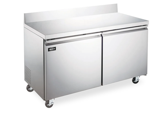 Omcan FR-CN-1219-BS-HC 47 inch two door worktop freezer with backsplash