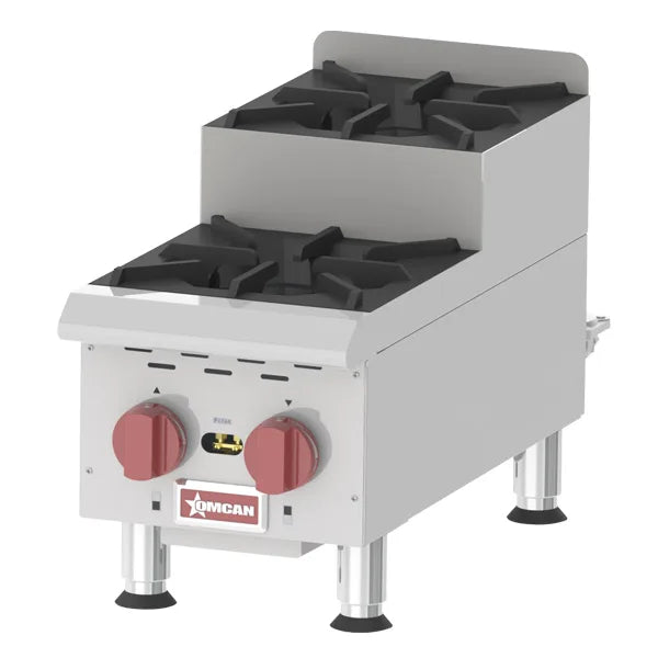 Omcan CE-CN-0212-S 12 inch two burner step up countertop gas hot plate