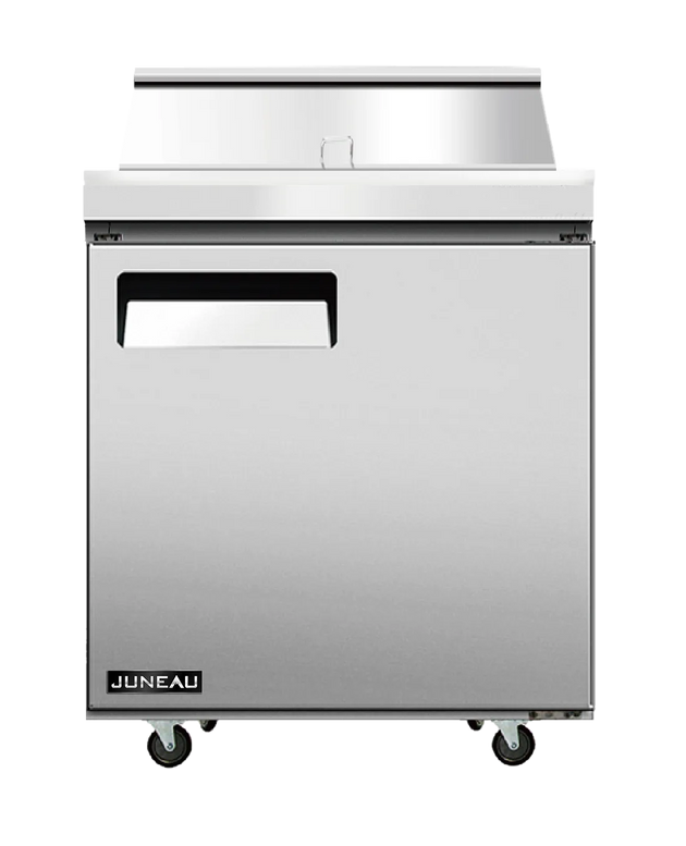 Omcan PT-TH-0686-HC Juneau 28 inch one door refrigerated prep table in stainless steel
