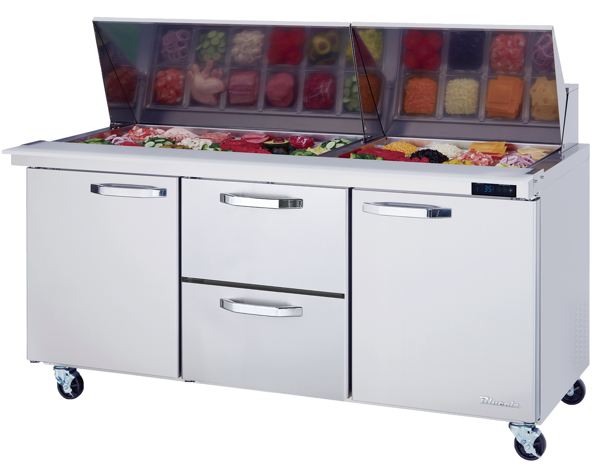 Blue Air BLMT72-D2M-HC 72 inch mega top sandwich prep table