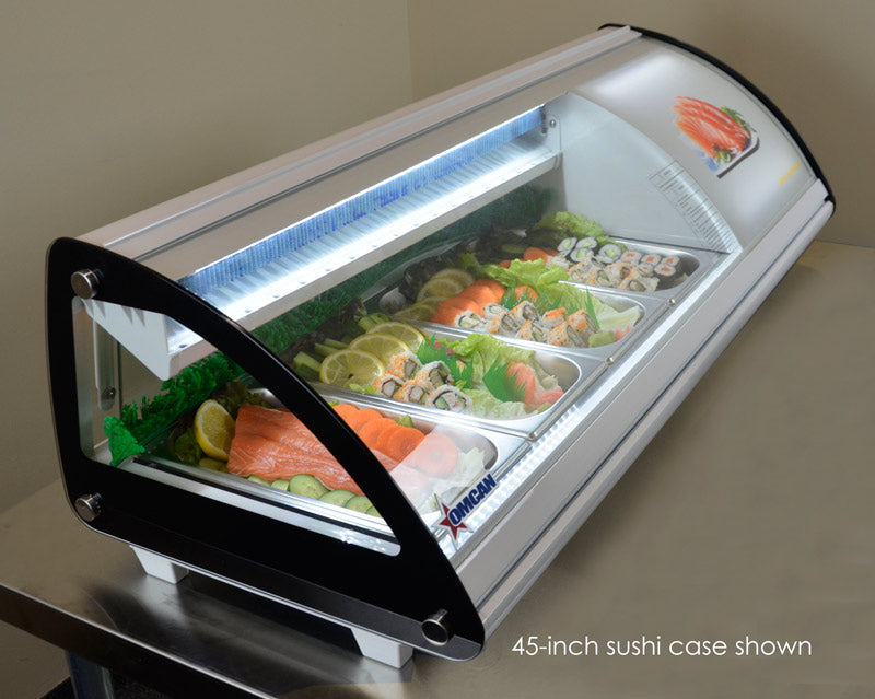 Omcan RS-CN-0043-SC sushi showcase side view