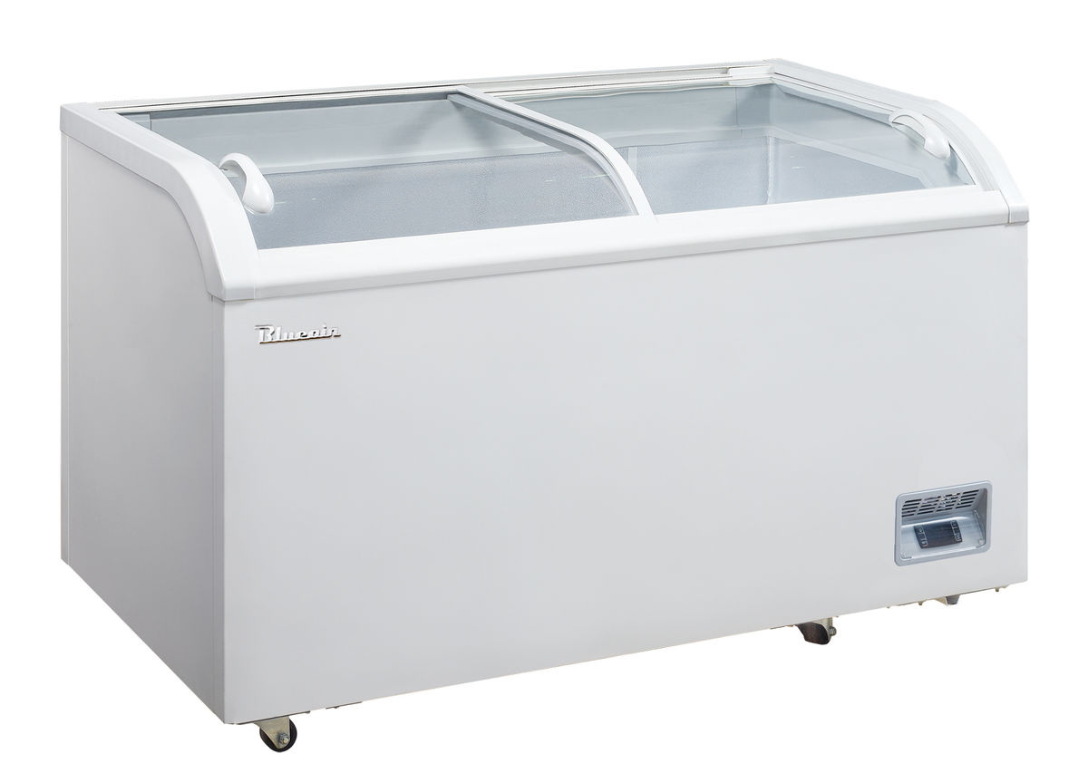Blue Air BCF80-HC chest freezer with curved glass sliding lids