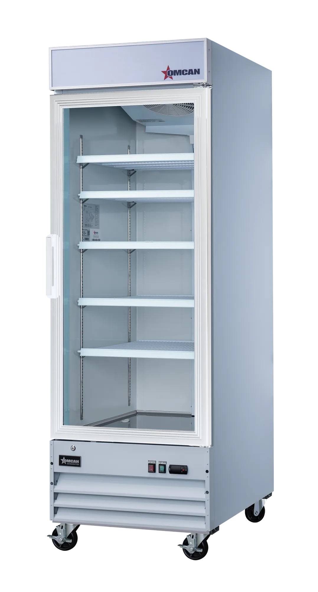 Omcan RE-CN-0023-HC 28 inch one glass door merchandiser refrigerator with lightbox, white