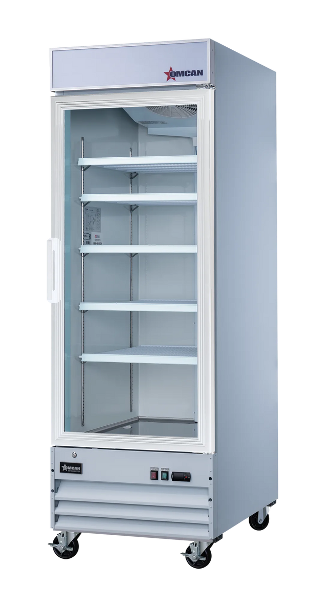 Omcan RE-CN-0023-HC 28 inch one glass door merchandiser refrigerator with lightbox, white
