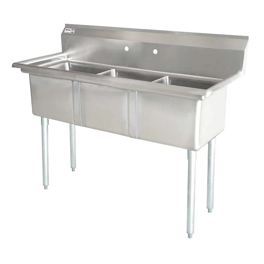 Omcan 43765 three tub stainless steel sink without drainboard