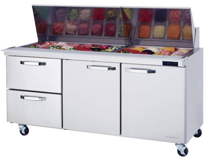 Blue Air BLMT72-D2L-HC 72 inch mega top sandwich prep table
