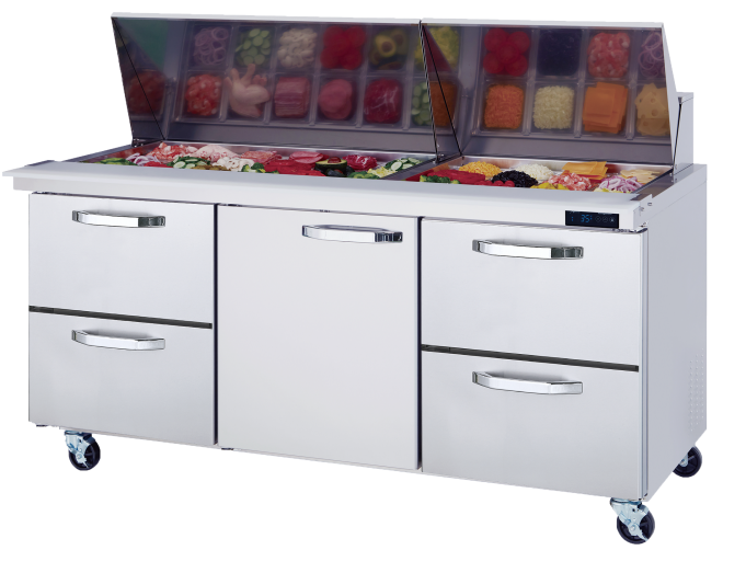 Blue Air BLMT72-D4RL-HC 72 inch mega top sandwich prep table