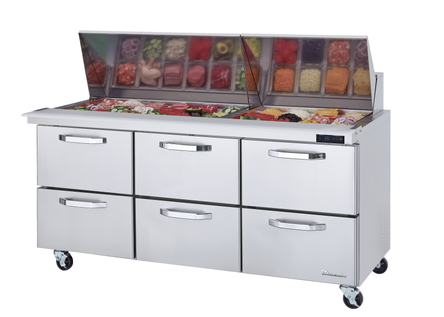 Blue Air BLMT72-D6-HC 72 inch mega top sandwich prep table