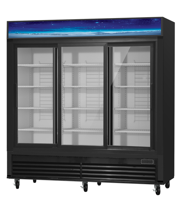 Blue Air BGM69SLB-HC glass door merchandiser refrigerator