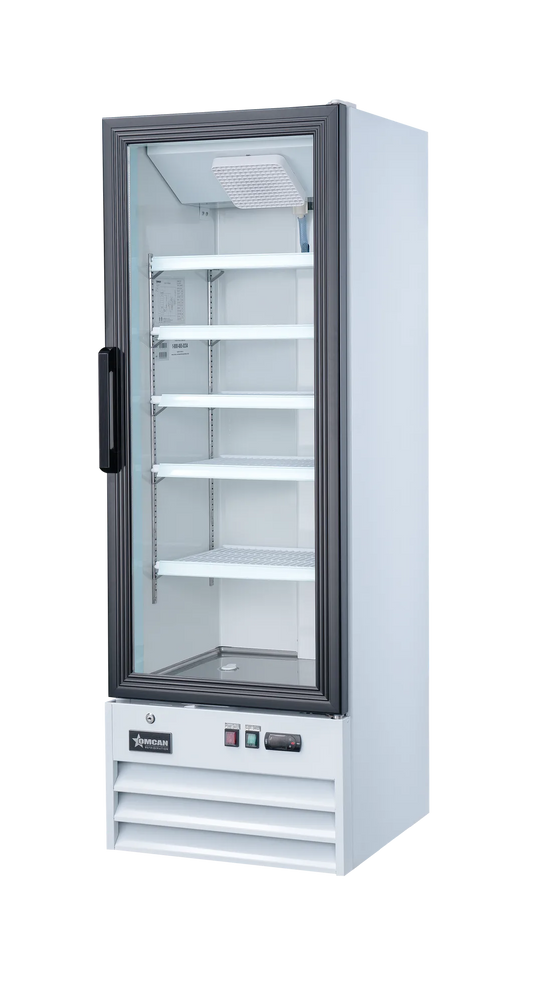 Omcan RE-CN-0009-HC 22 inch one glass door merchandiser refrigerator in white