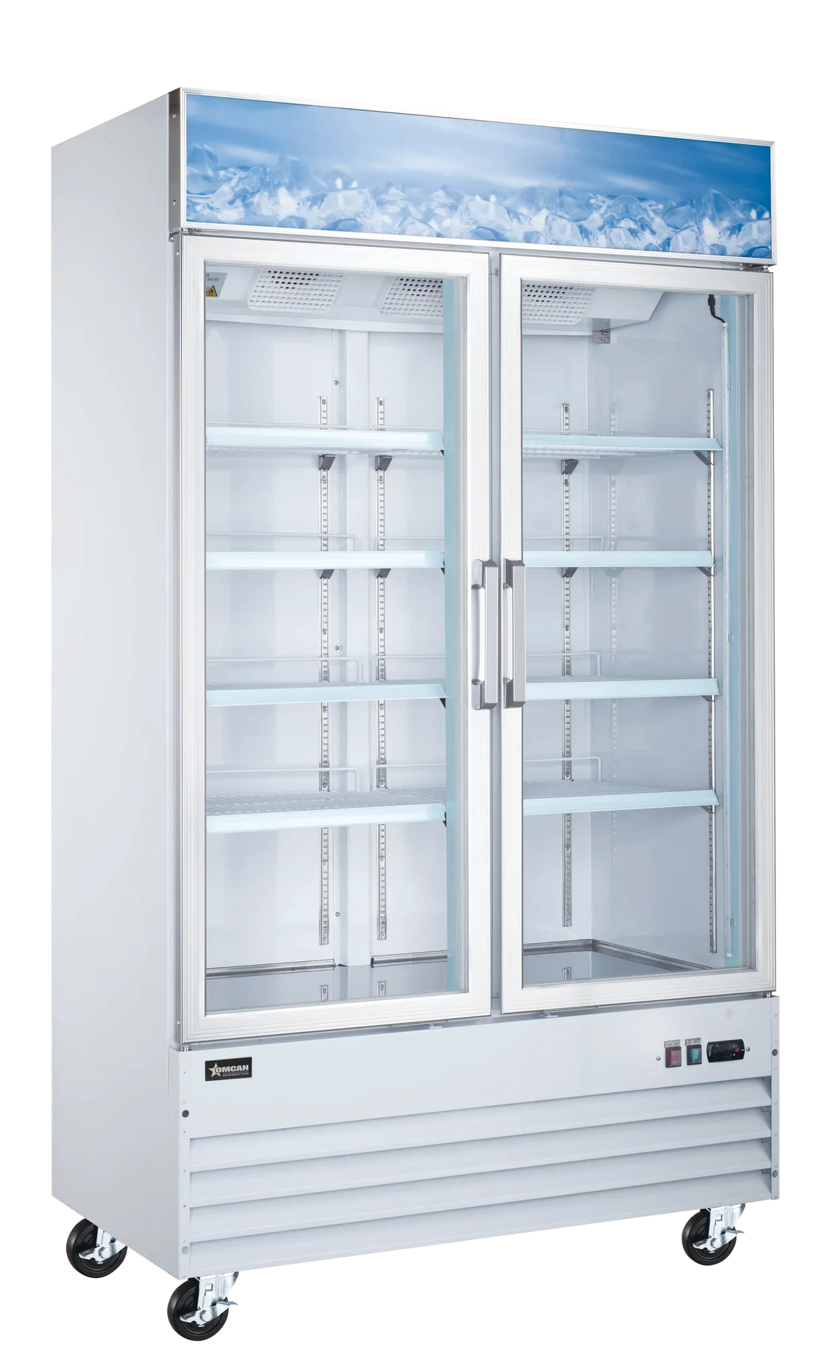 Omcan FR-CN-1250-HC 49 inch white two glass door display freezer