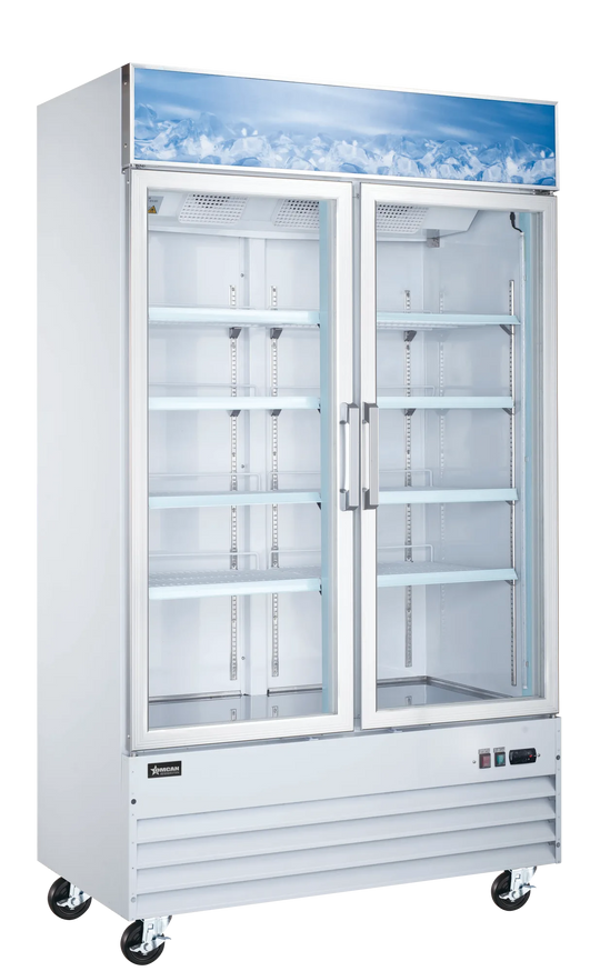 Omcan FR-CN-1250-HC 49 inch white two glass door display freezer