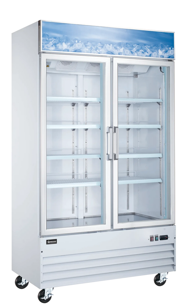 Omcan FR-CN-1250-HC 49 inch white two glass door display freezer
