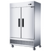 Dukers D47EF two door reach-in freezer shown from an angle