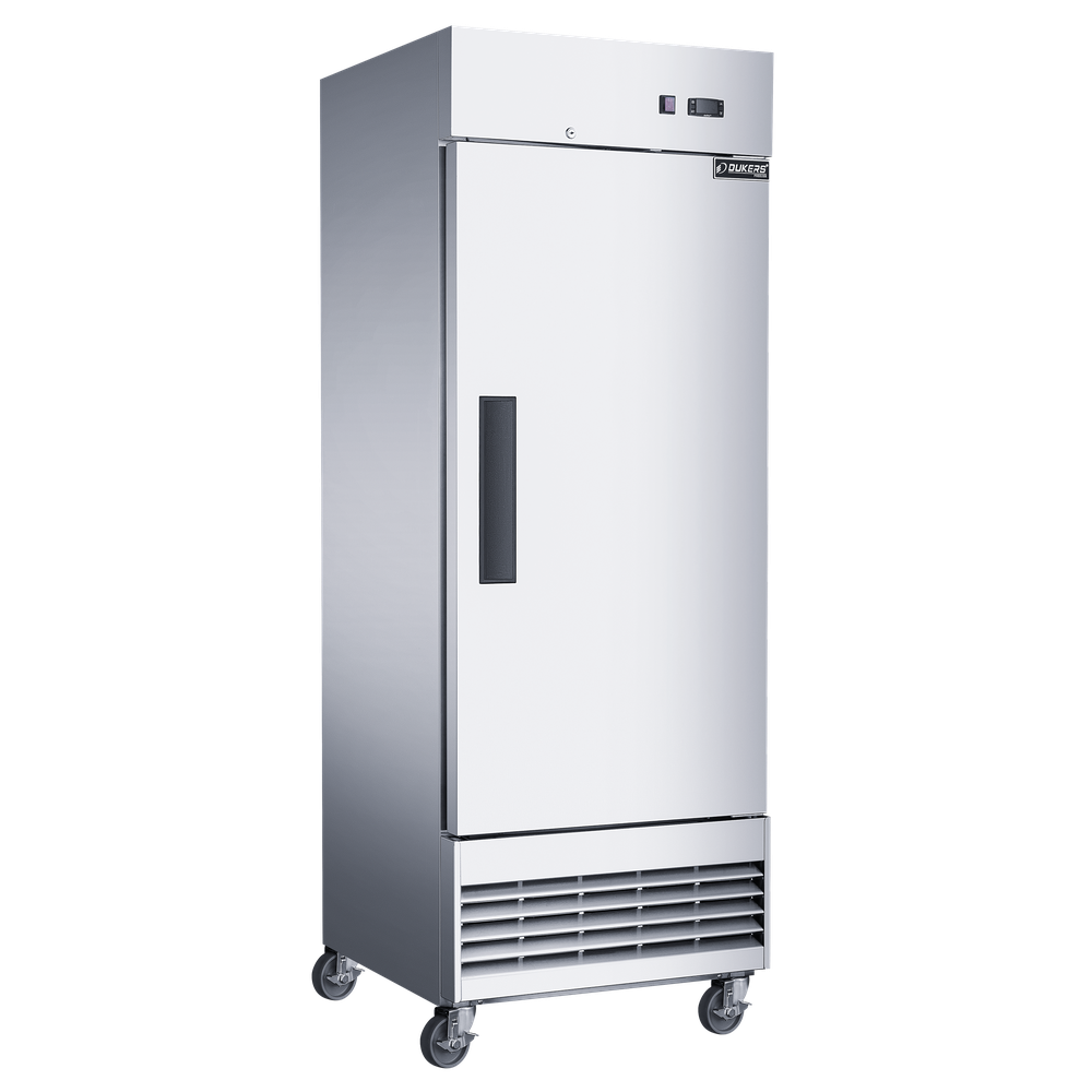 Dukers D28EF shallow depth single solid door reach-in freezer, stainless steel