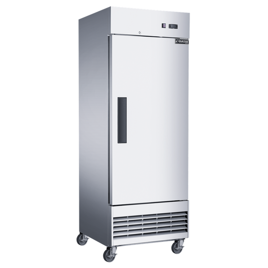 Dukers D28EF shallow depth single solid door reach-in freezer, stainless steel