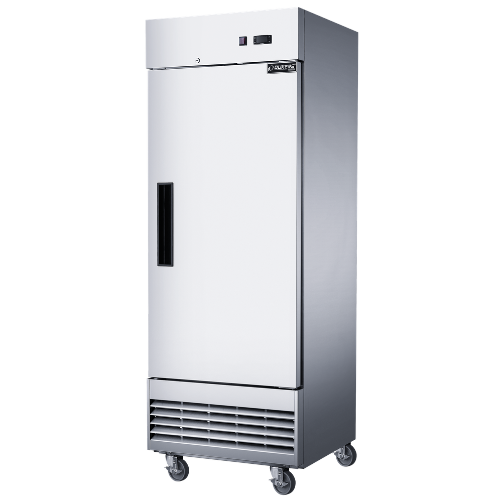 Dukers D28ER reach-in refrigerator cabinet and handle detail