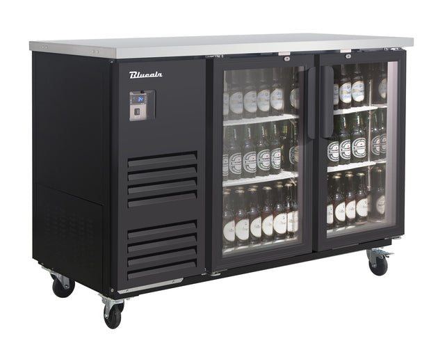 Blue Air BLBB59-2BG-HC 59 inch back bar cooler black