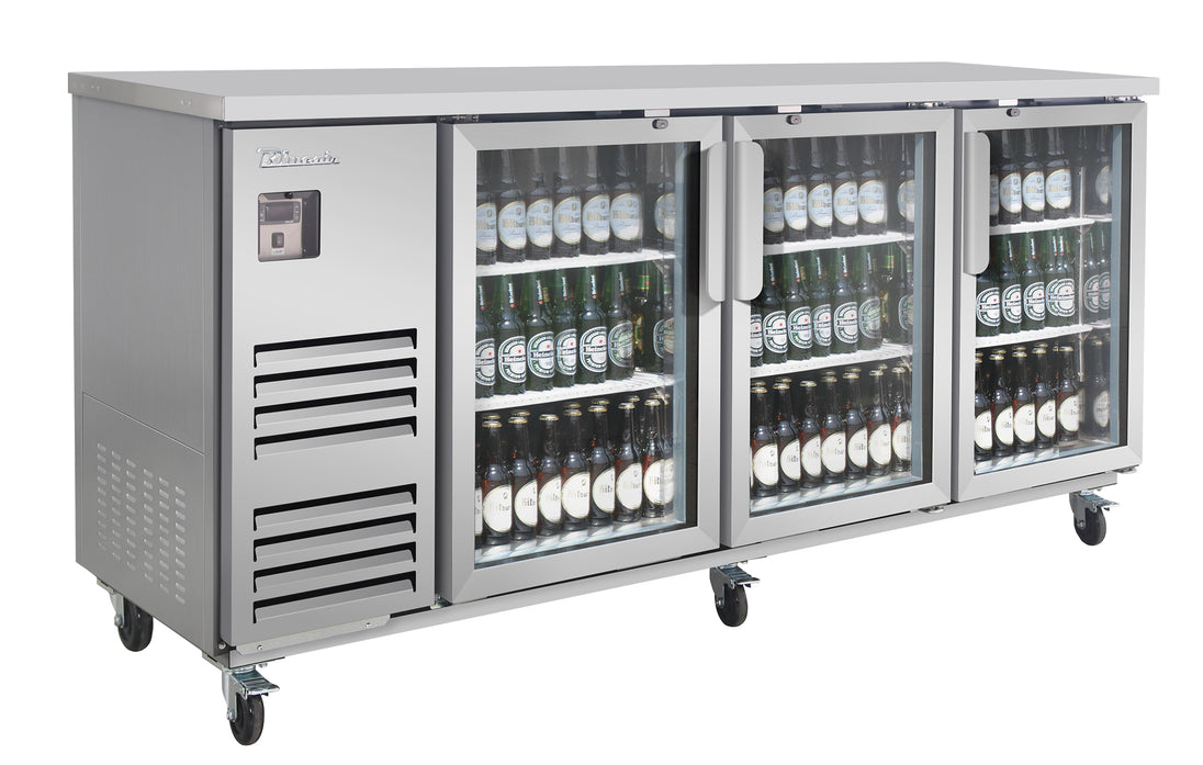 Blue Air BLBB90-4SG-HC 90 inch back bar cooler stainless steel