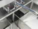 Omcan 43778 three tub sink with center drains and two drainboards