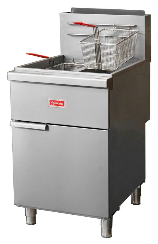 Omcan CE-CN-F4D-NG double tank tube-fired natural gas floor fryer