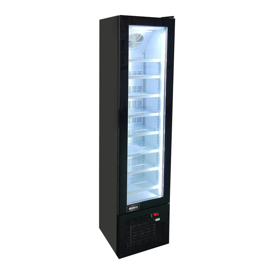 Omcan FR-CN-0105 slim display freezer angled view