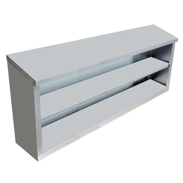 Omcan 46410 15 x 60 inch stainless steel open wall cabinet with sloped top