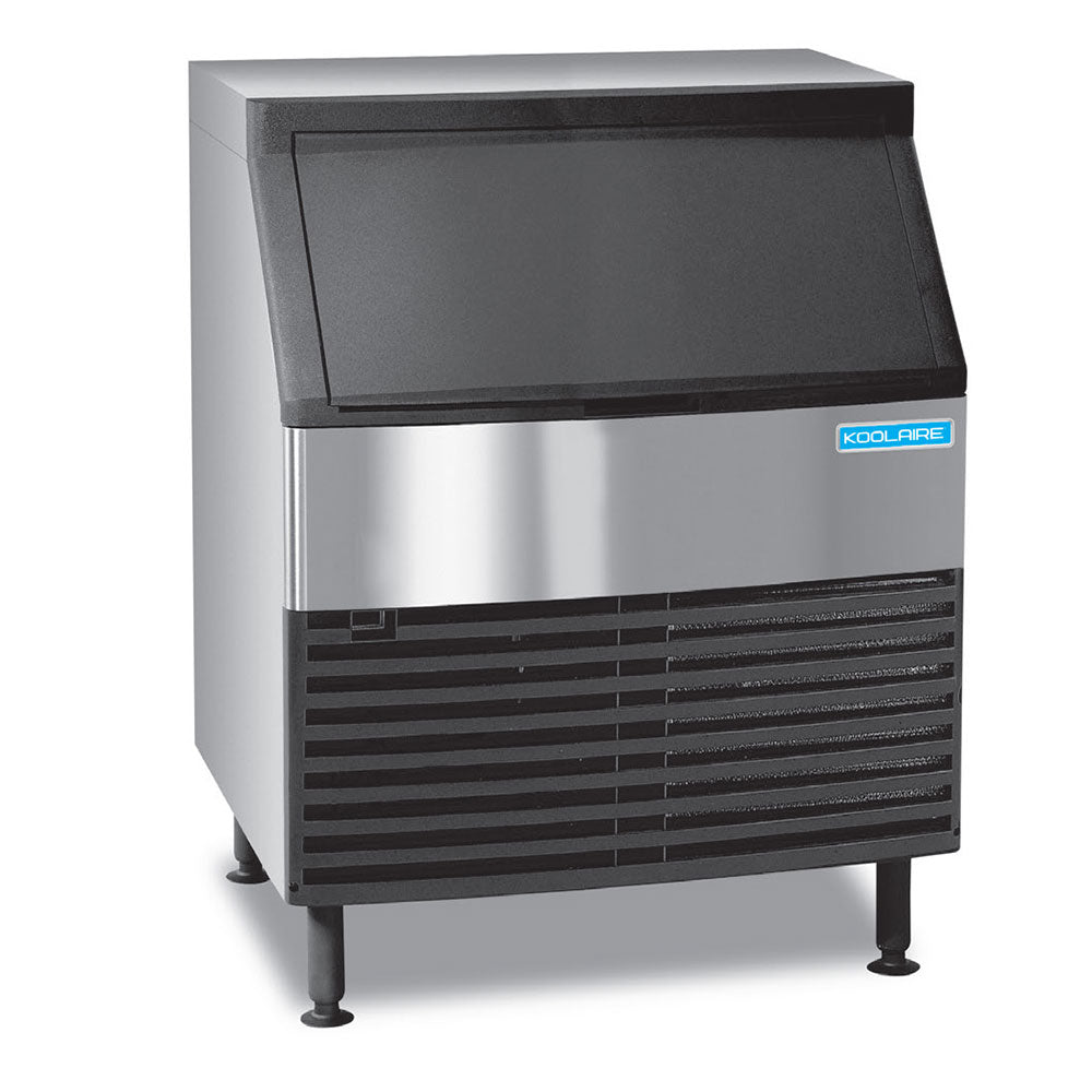 Koolaire KYF0250A Air-cooled Ice Maker with Bin Cube-style 258 Lb/24 Hours — front three-quarter view showing the hideaway bin door and air-cooled condenser grille