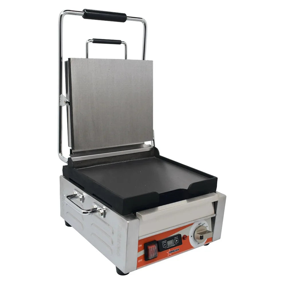 Omcan PG-CN-0515-FT single panini grill with smooth plates and timer