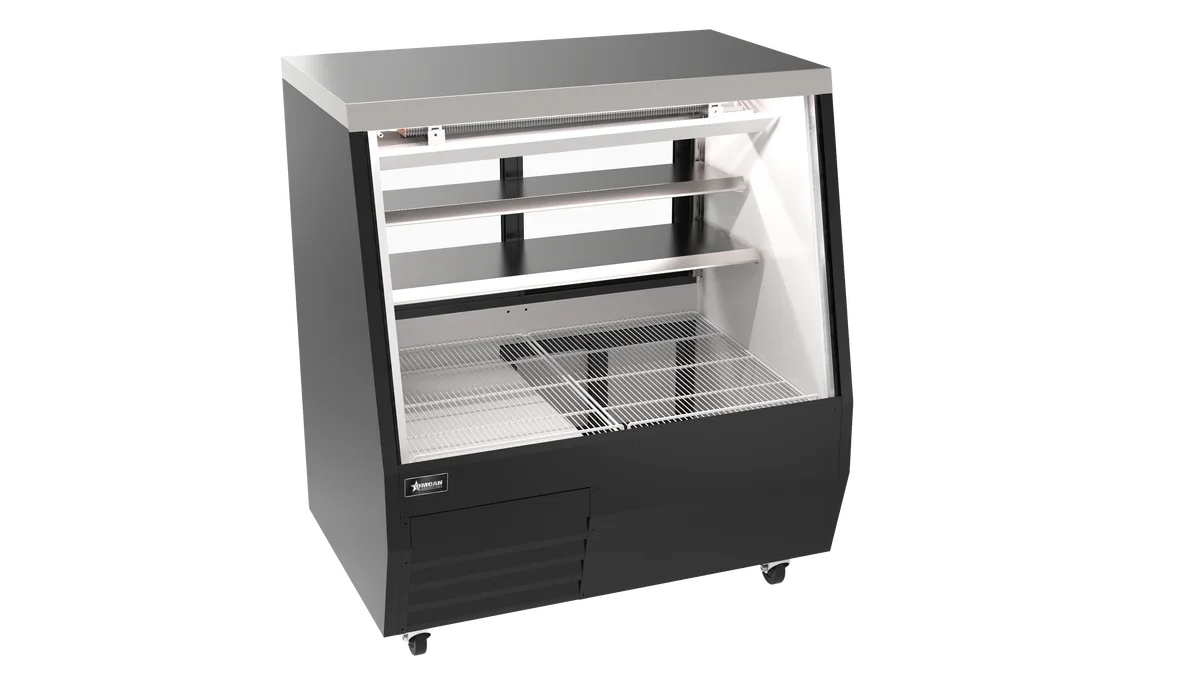 Omcan RS-CN-0050D-BK 50 inch black refrigerated double-duty deli case