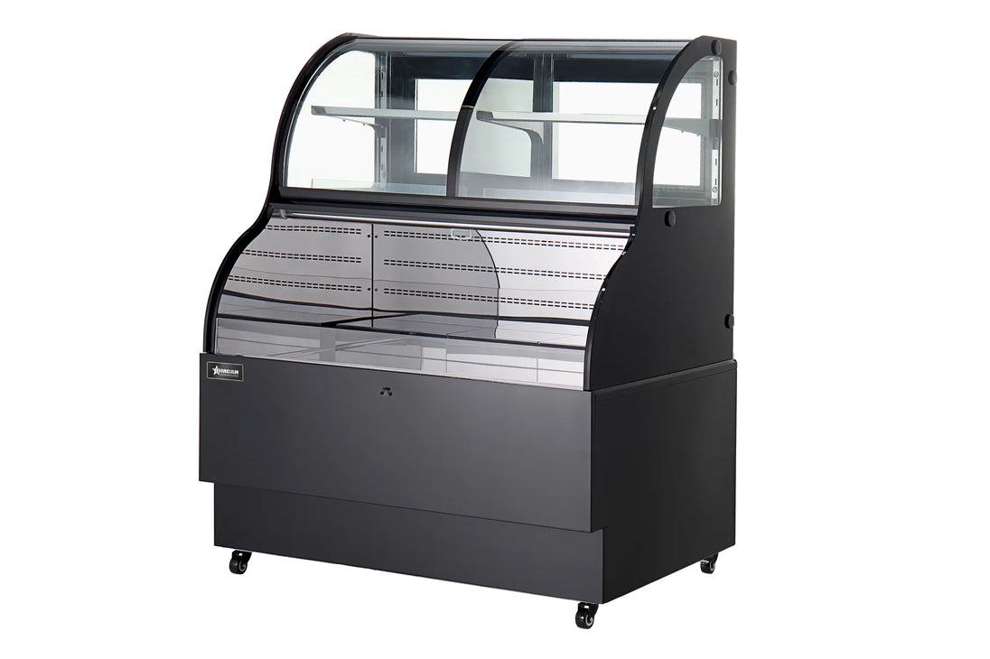 Omcan RS-CN-0468 48 inch black dual service open refrigerated floor display case