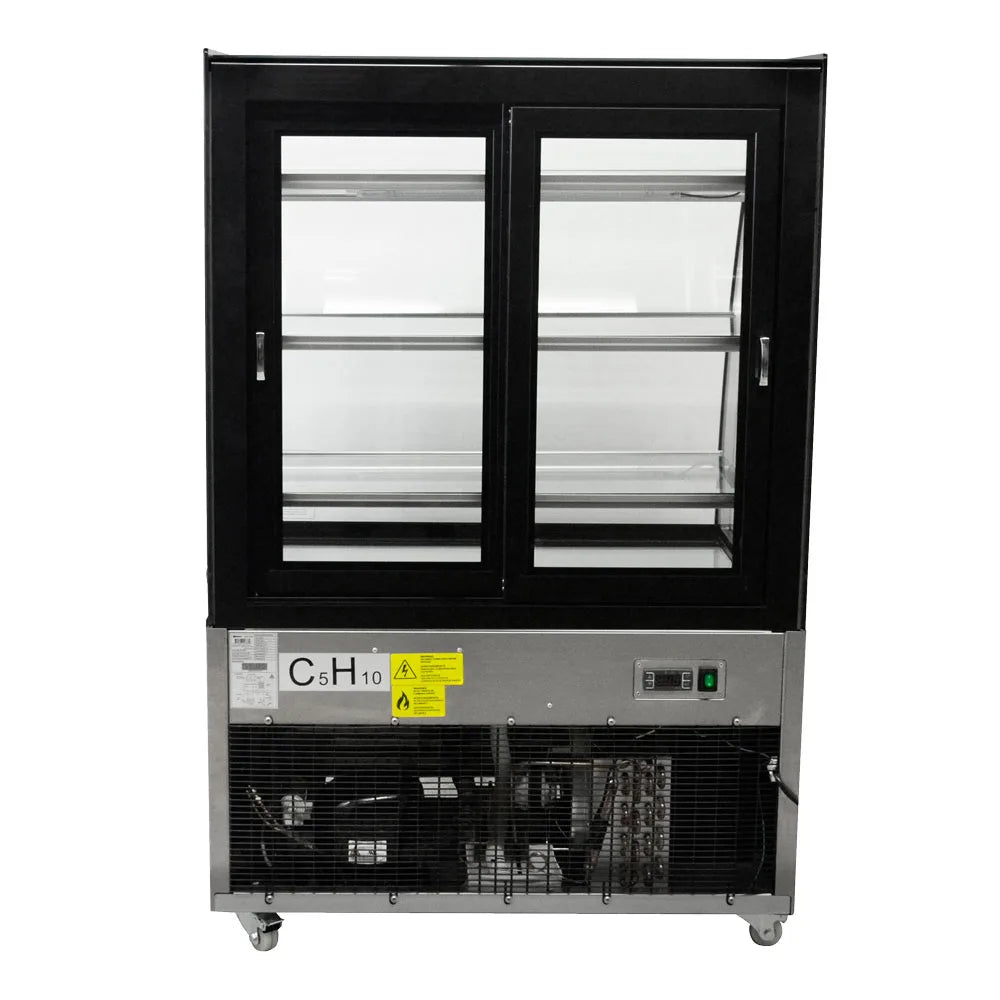 Omcan RS-CN-0271 curved glass showcase detail view