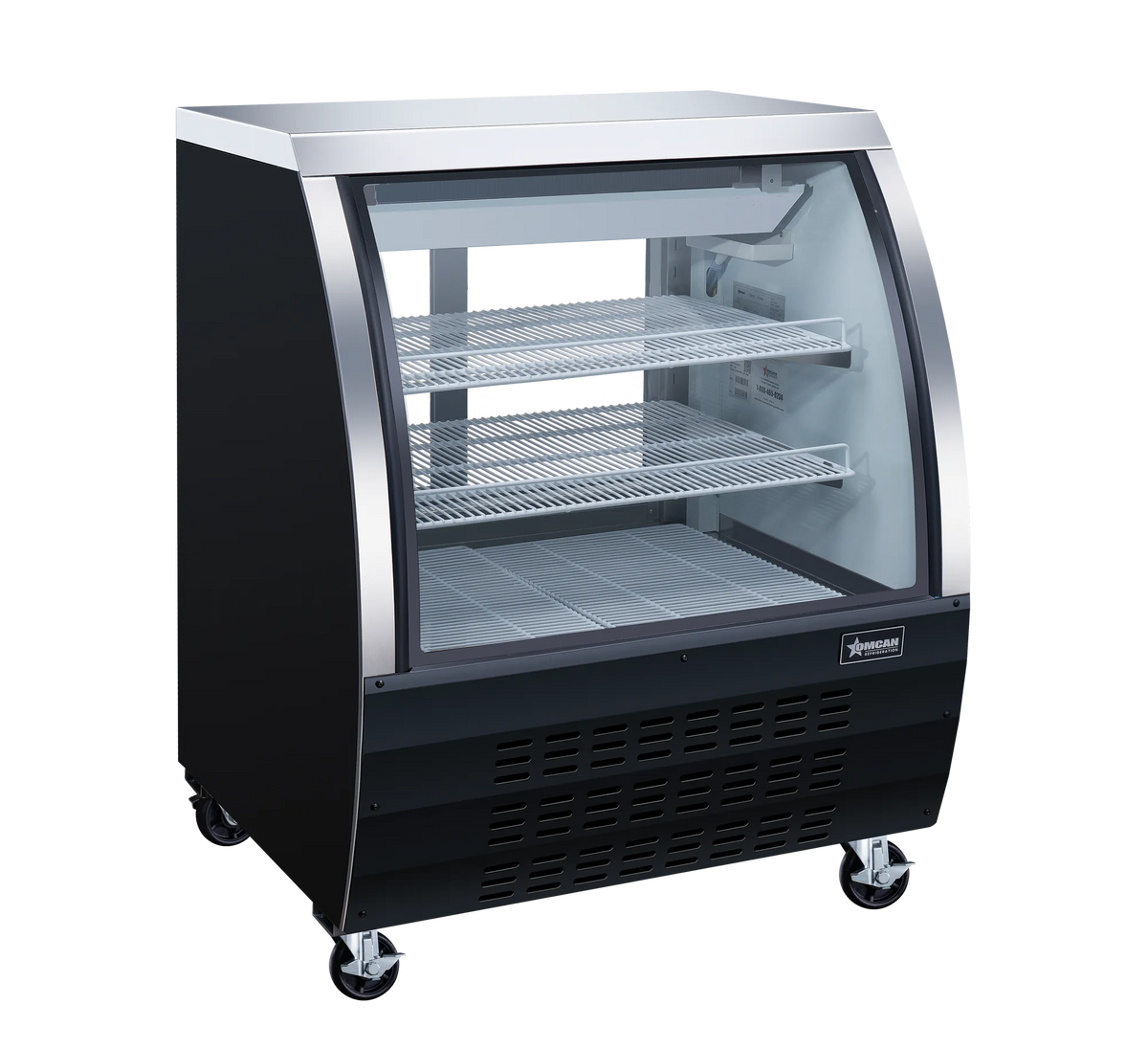 Omcan RS-CN-0092-B 36 inch black sliding door floor refrigerated showcase