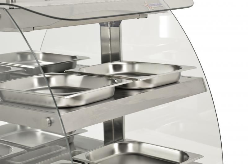 Omcan FW-CN-0100-C countertop heated display case detail view