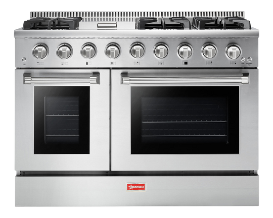 Omcan CE-CN-4808U 48 inch 6 burner residential gas range with two ovens