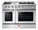 Omcan CE-CN-4808U 48 inch 6 burner residential gas range with two ovens
