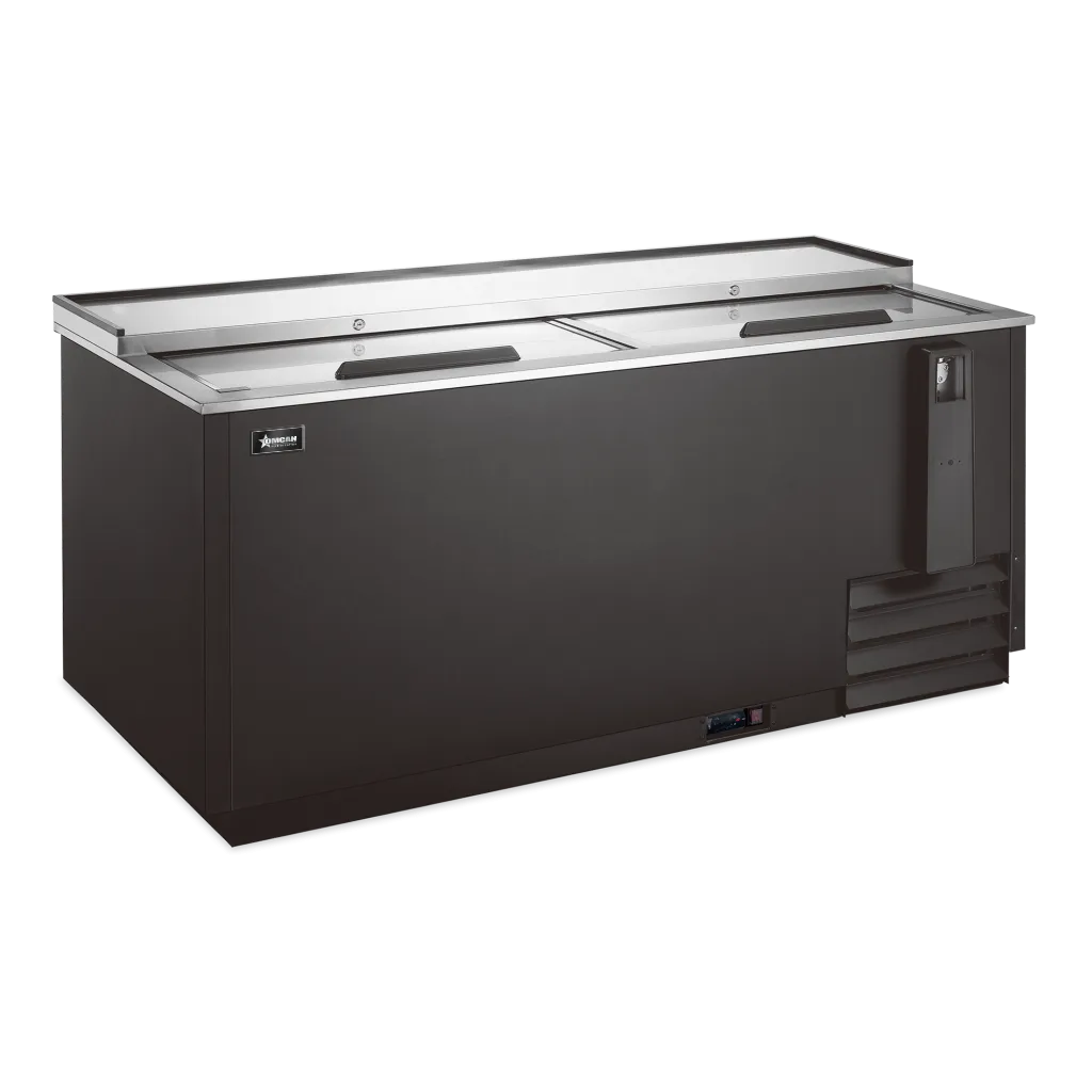 Omcan BB-CN-0017-HC 65 inch two lid horizontal bottle cooler black