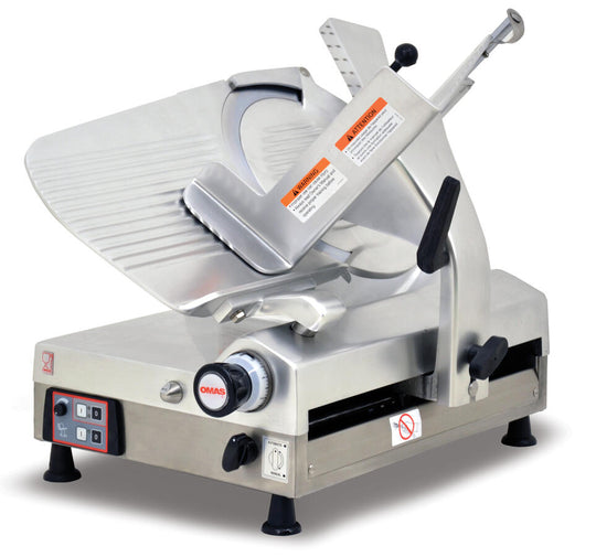 Omcan CXMATIC330/N Omas 13 inch gear-driven automatic meat slicer