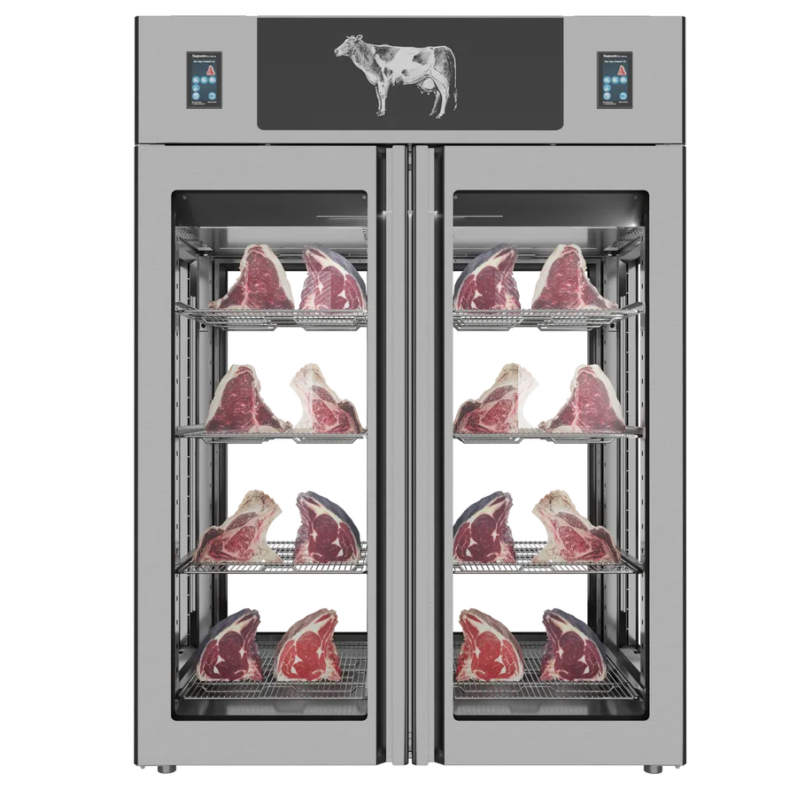 Omcan PI3AIONTW4VI Stagionello Dry Age 3.0 twin 1400 L dry aging cabinet 4-glass view