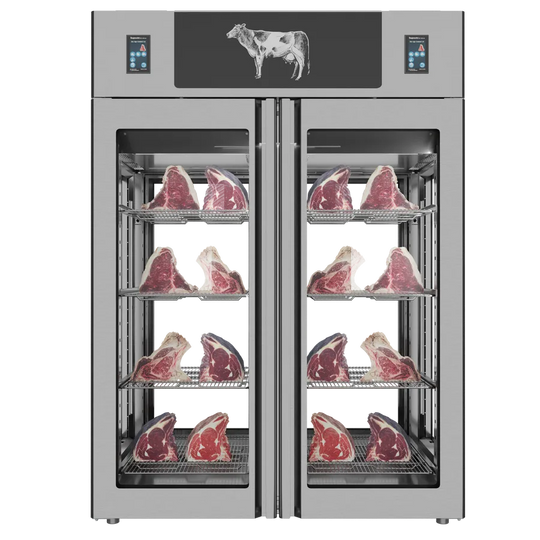 Omcan PI3AIONTW4VI Stagionello Dry Age 3.0 twin 1400 L dry aging cabinet 4-glass view