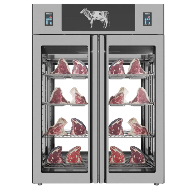 Omcan PI3AIONTW4VI Stagionello Dry Age 3.0 twin 1400 L dry aging cabinet 4-glass view